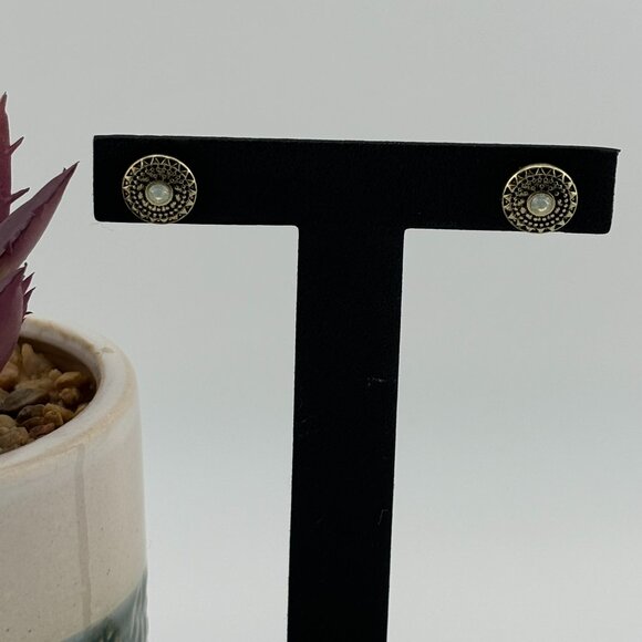 Aztec Gold Toned Stud Earrings - Picture 1 of 4